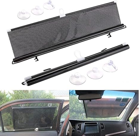 Car Roller Sunshade Retractable Car Window Shade for Side Window to Blocks Harmful Sun Glare and Heat, Universal Fits Most Cars, Trucks, SUVs, Vans or RVs(2 Pack)