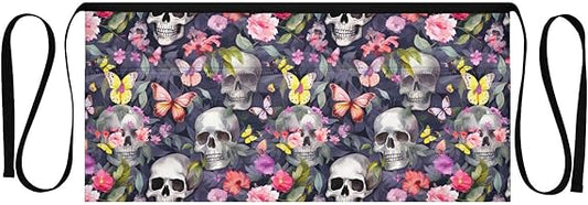 Halloween Skull Gothic Waist Apron with 3 Pockets Server Aprons for Waitress Waiter Men Women, Chef Apron Short Half Apron for Kitchen 21343788
