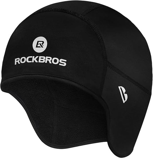ROCKBROS Skull Cap Helmet Liner Winter Thermal Cycling Caps for Men Women Running Beanies Hat with Glasses Holes