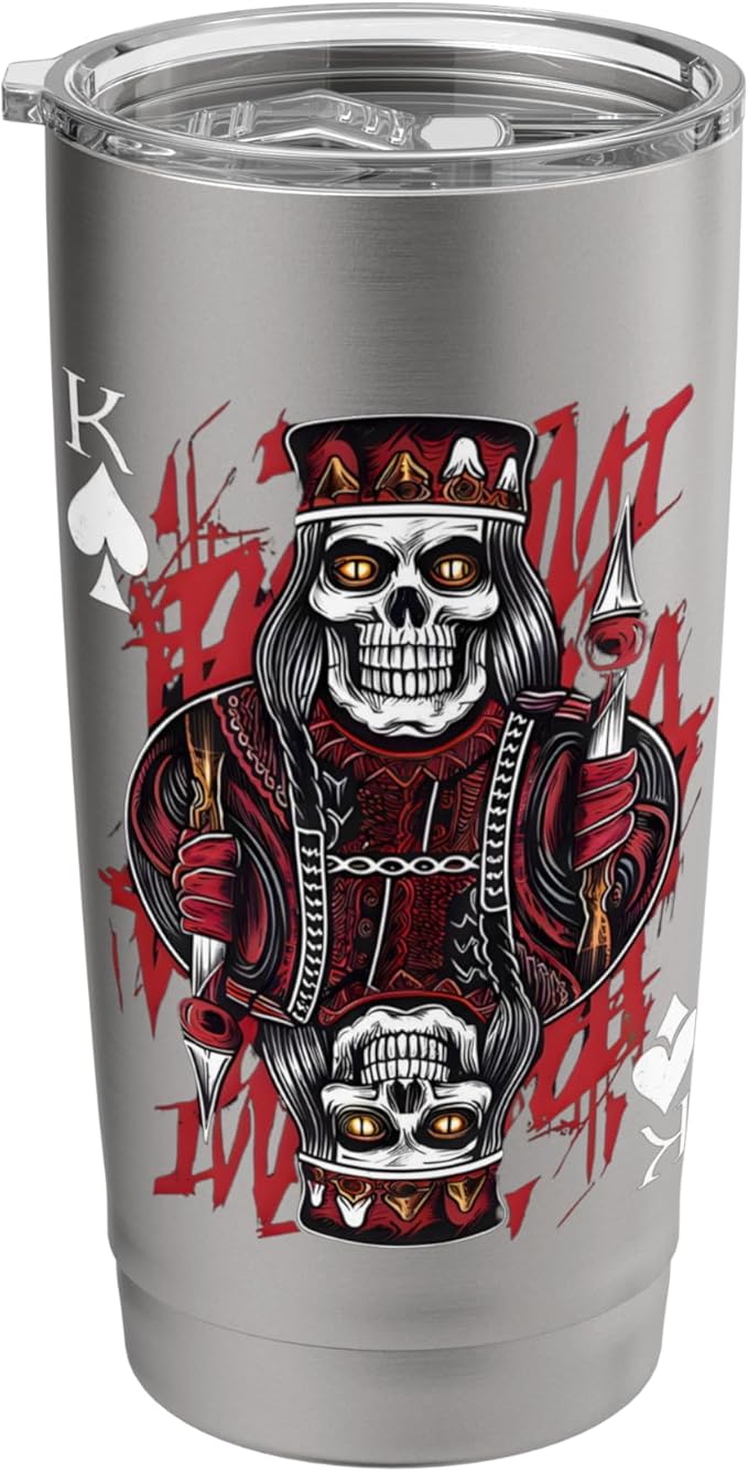 King of Spade Playing Card Skull Vintage Stainless Steel Insulated Tumbler