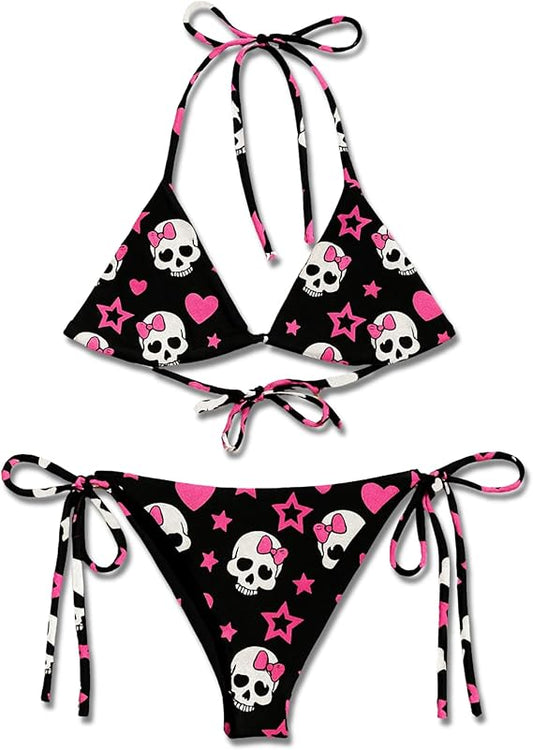 Star Polka Dot Bikini Set – String Swimsuit for Women – Halter String Triangle Beach Two-Piece Bathing Suit