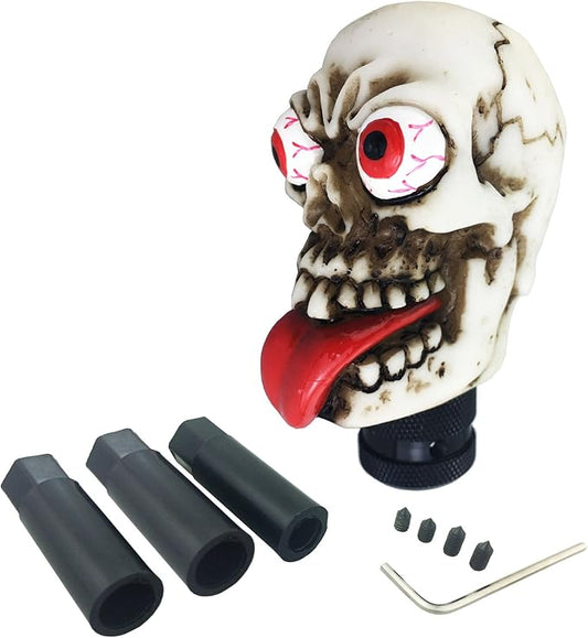 Arenbel Skull Car Knob Lever Shifter Funny Big Eye Skeleton Gear Stick Shift Handle Replacement Fit Most Manual Auto Vehicles, Beige