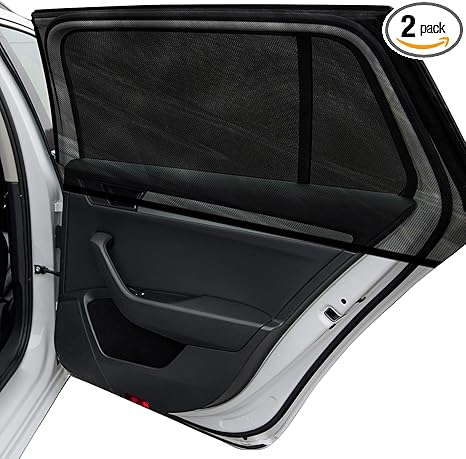 Car Window Shades, 2 Pack Breathable Mesh Side Sun Stretch Screens for Baby/Camping Heat Block UV Protection, Back Covers Car, Truck, SUV, Van-(Large 49"x22")