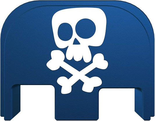 Rear Slide Cover Back Plate for Glock Gen 1-5 - Blue Skull Cartoon - for Glock G17 G19 G21 G22 G23 G24 G26 G27 G29 G30 G31 G32 G33 G34 G35 G36 G37 G38 G39 G40 G41 G45