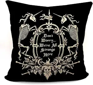 Mancheng-zi Outdoor Halloween Gothic Throw Pillow Covers 18x18, Witchy Bedding, Decorative Pillows