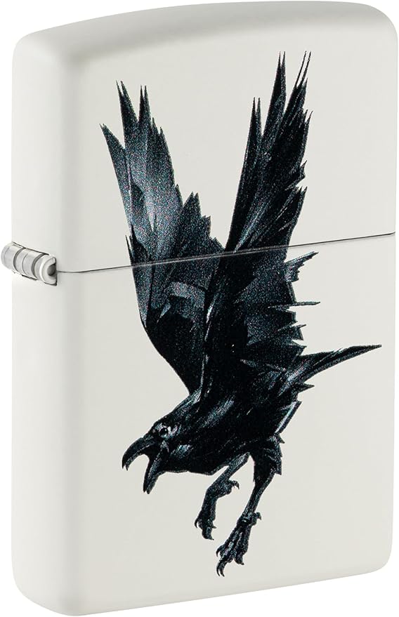 Zippo Lighter: Raven Bird - White Matte 46077