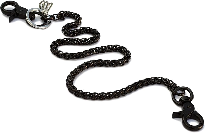OrangeTag Spiral With 3 Clasp Stainless Steel Wallet Chain (13in ,unisex-adult, Black)