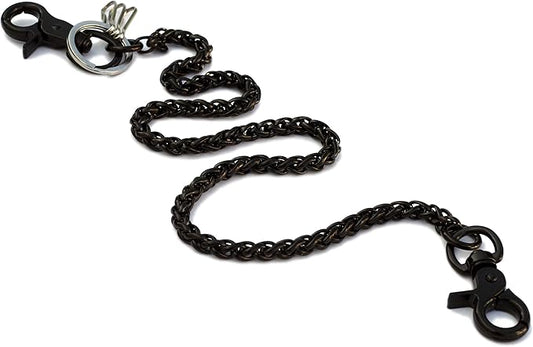 OrangeTag Spiral With 3 Clasp Stainless Steel Wallet Chain (13in ,unisex-adult, Black)