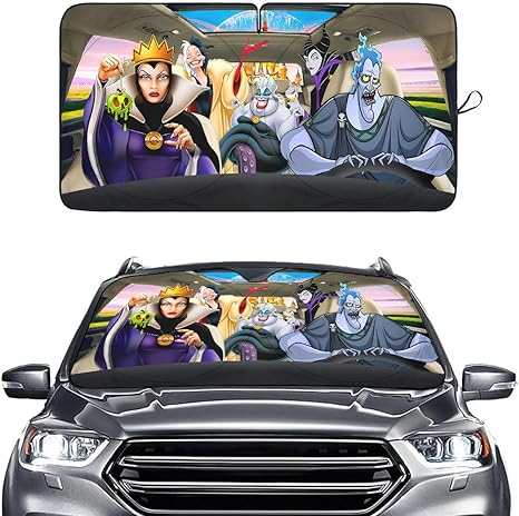 Witch Cartoon Windshield Sun Shade for Car SUV Truck (55x29 Inches), Automobile Sunshade, Protector Blocks UV, Car Accessories