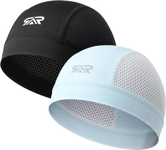 SUNMECI 2 Pcs Cooling Breathable Mesh Skull Cap for Men Women Lightweight Quick Dry Cycling Moto Helmet Hard Hat Liner