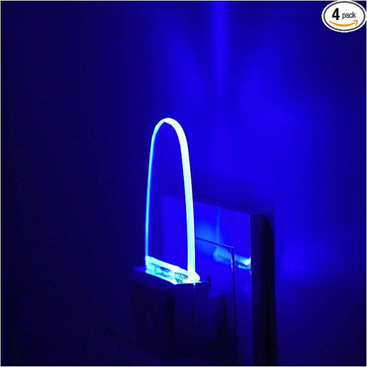 4 Pack Night Light Lamp with Dusk to Dawn Sensor, Plug in, Blue Led Night Light