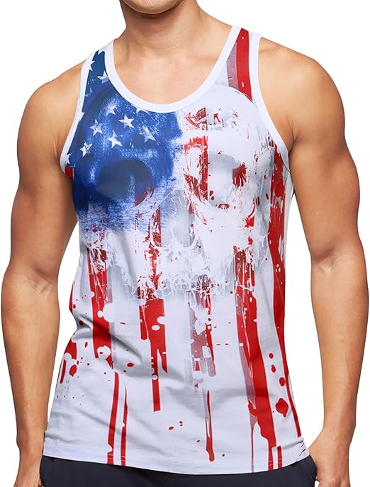 Mens Tank Tops Summer Sleeveless Tee Cool Workout T-Shirts Beach Novelty Undershirts