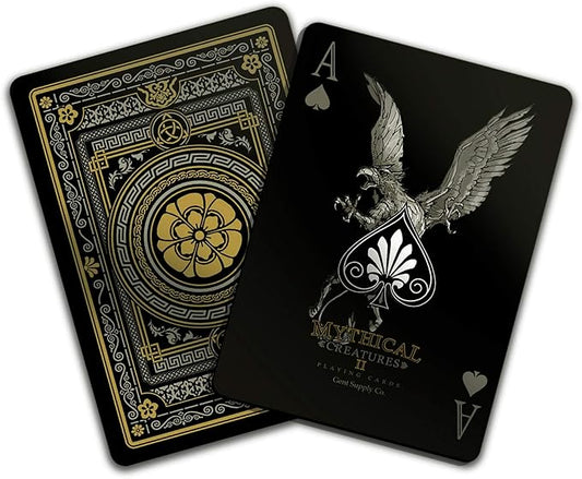 Gent Supply Plastic Waterproof Mythical Creatures II (All New Creatures) - Black Silver & Gold Edition Playing Cards