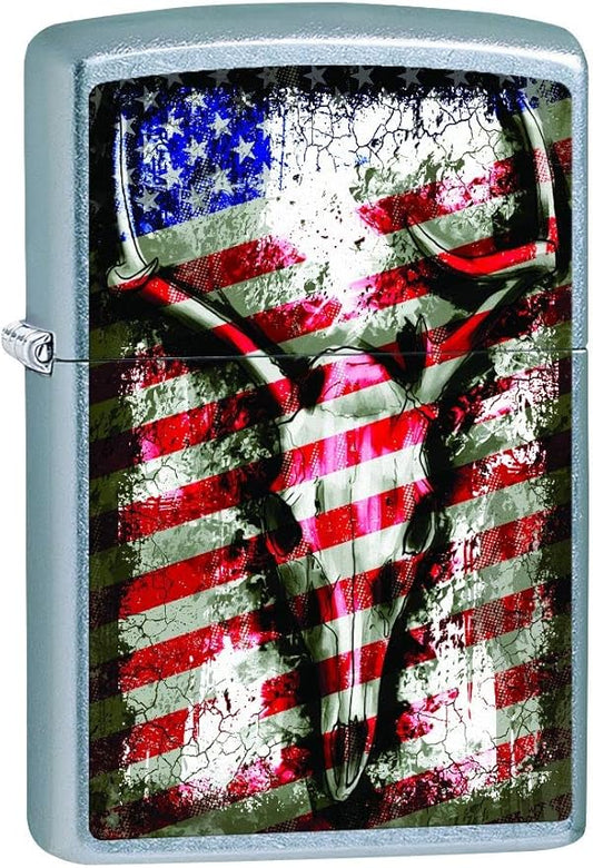 Zippo Lighter - Personalized Customize Message Engrave on Backside for Skull Pirate Windproof Lighter Deer Skull Flag Street Chrome Z5049
