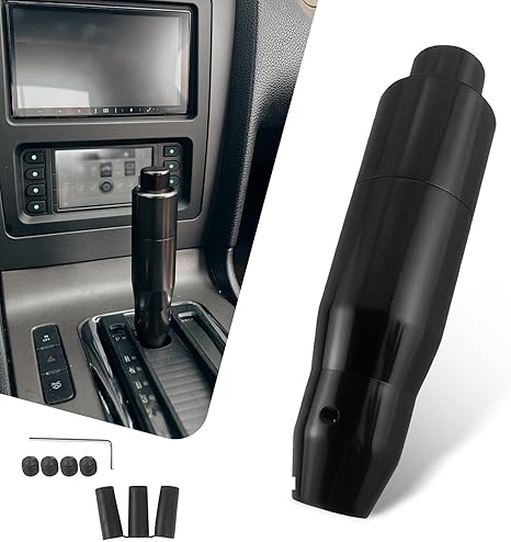 1 PC Car Automatic Shift Lever with Adapter, 1.37" x 5.7" Easy Control Smooth Easy Grip Alloy Shift Knob, Modified Decorative Accessories for Automatic Transmission Cars (Black)