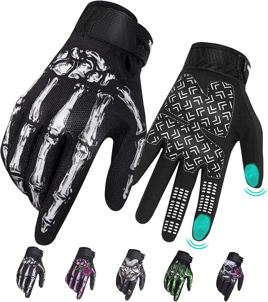 Motorcycle Gloves for Men Women Touchscreen, Lightweight Dirt Bike Glove Non-Slip, Skeleton Motorcycle Riding Glove