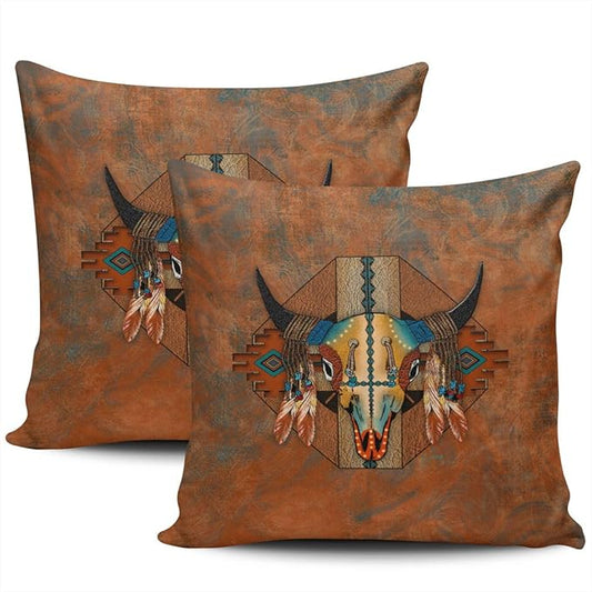 Decorative Throw Pillow Case Cushion Cover Sofa Bedroom Buffalo New Mexico Style Southwestern Bison Pillowcase Double Printed Square 18 x 18 Inch Set of 2