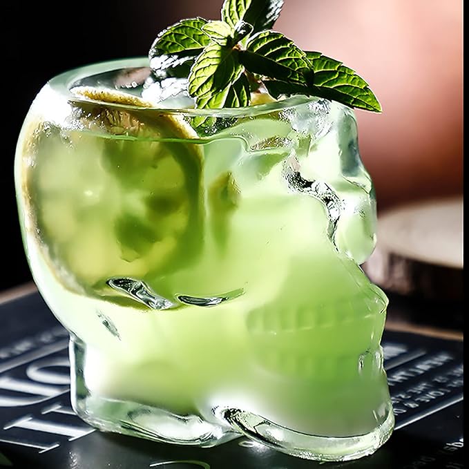 New Skull 350ML 12oz Wine Glass: Large Halloween Themed Party & - Funny Skull Cup for Spirits & Vodka (1pcs)