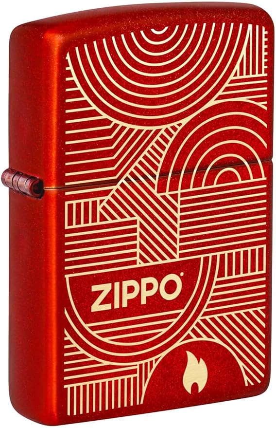 Zippo Lighter: Zippo Art Deco Logo, Engraved - Metallic Red 48705