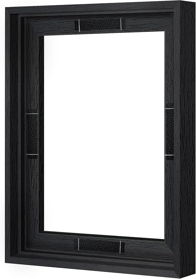 Abtgt 8x10 Canvas Floating Frame with 0.9" Deep, Black Floater Frame for Canvas Paintings with Adhesive, Vertical or Horizontal Wall Art frame for Prints Oil Painting Diamond Decor, 1 Pack.