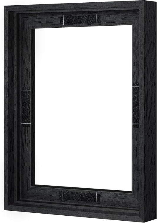 Abtgt 8x10 Canvas Floating Frame with 0.9" Deep, Black Floater Frame for Canvas Paintings with Adhesive, Vertical or Horizontal Wall Art frame for Prints Oil Painting Diamond Decor, 1 Pack.