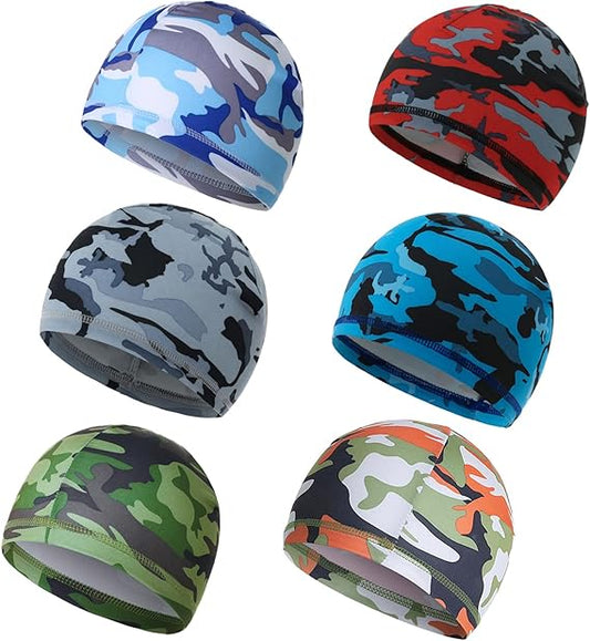 6 Pieces Cooling Skull Caps Helmet Liner Sweat Wicking Hats Running Cycling Beanie for Men Women