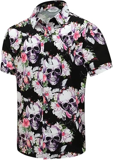 Hawaiian Shirt for Men, Unisex Summer Beach Casual Short Sleeve Button Down Shirts, Printed Palmshadow Clothing