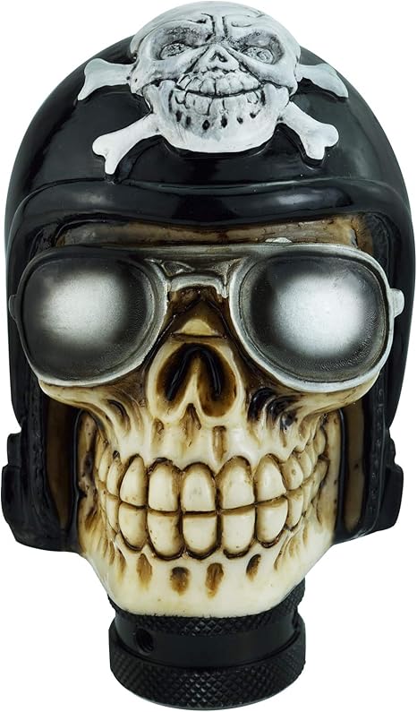 Lunsom Skull Resin Stick Shift Knob, Pirate Shape Shifting Head Shifter Lever Handle Transmission Fit Most Automatic Manual Vehicle (Black)