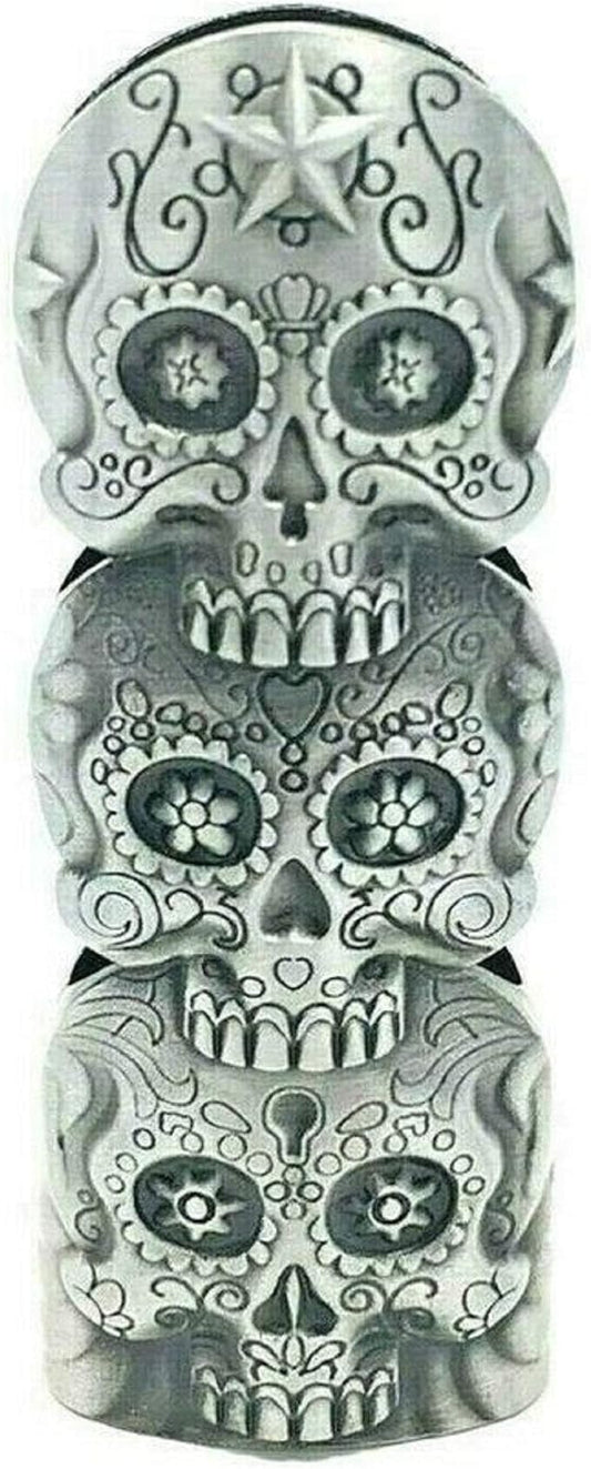 Three Skull Face Skeleton Metal Lighter Case Cover Holder fits BIC Full Standard Size Lighter J6