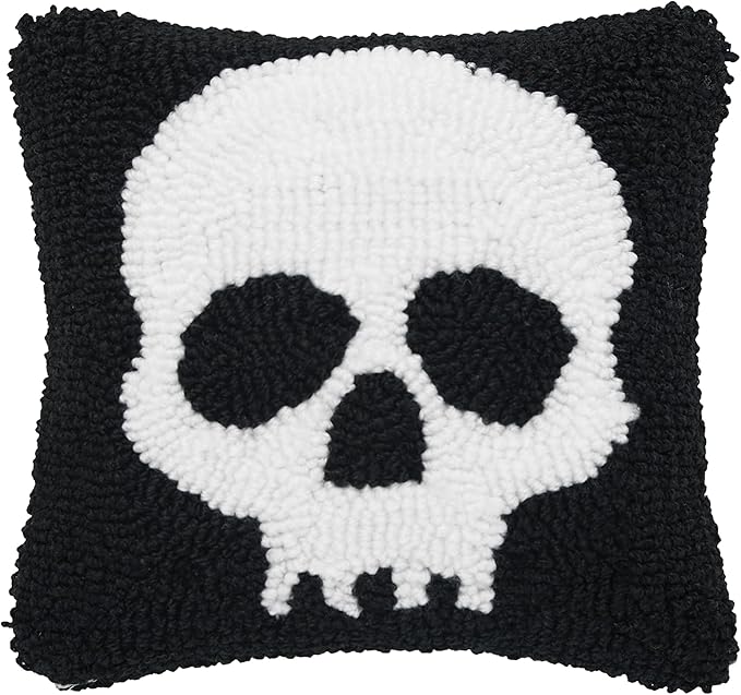 C&F Home Skull Skeleton Hooked Halloween Small Petite Accent Pillow 8" x 8" Spooky Graveyard Smash Cute Cozy Home Living Room Couch Sofa Bed Bedding Decor Decoration 8" x 8" Black
