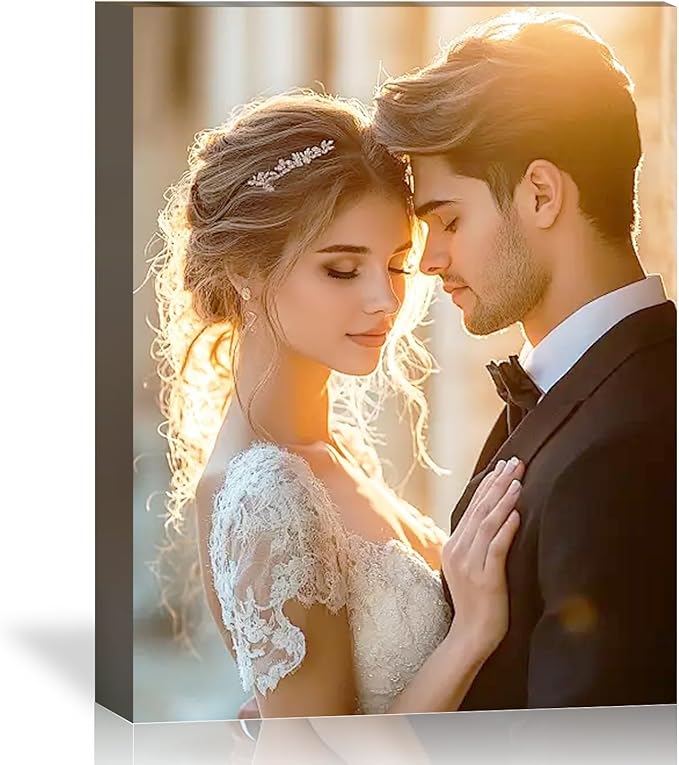 Custom Canvas Prints with Your Photos,Personalized Wall Framed Gifts for Family Baby Wedding Pets Graduation Christmas Decor (8''L x 8''W)