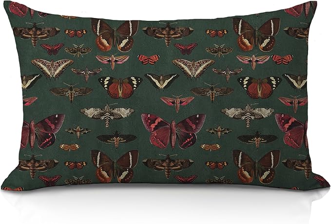 Vintage Gothic Witchy Butterfly 12x20 Pillow Cover, Retro Moody Dark Academia Butterfly Moth Lumbar Pillow Covers Decorative for Sofa Couch Home Bedroom Living Room