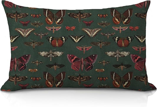 Vintage Gothic Witchy Butterfly 12x20 Pillow Cover, Retro Moody Dark Academia Butterfly Moth Lumbar Pillow Covers Decorative for Sofa Couch Home Bedroom Living Room