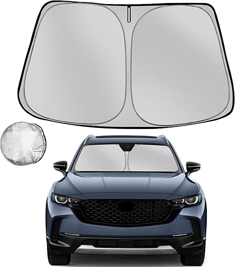 Windshield Sun Shade for 2023-2025 Mazda CX50 CX-50 Foldable Sun Sunshade for Car Front Window Blocks UV Rays and Heat Automotive Interior Protector Custom Fit Accessories
