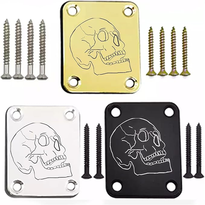 Skull Head Custom Engraved Stainless Steel Guitar Neck Plate Custom Engraved Stainless Steel Guitar Neck Plate Gift For Dad Gift For Nephew Gift For Granddad