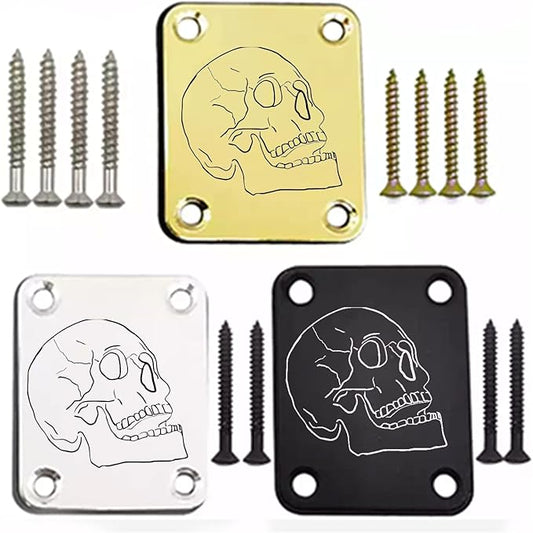 Skull Head Custom Engraved Stainless Steel Guitar Neck Plate Custom Engraved Stainless Steel Guitar Neck Plate Gift For Dad Gift For Nephew Gift For Granddad