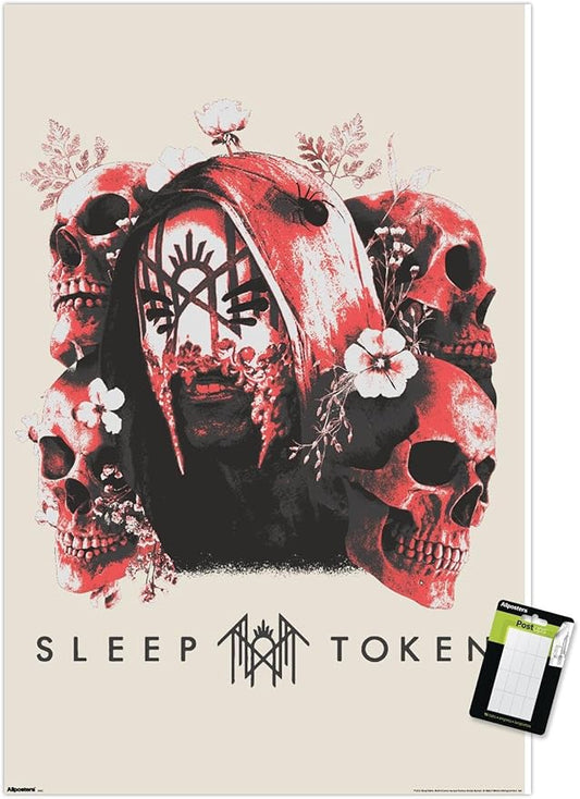 Sleep Token - Skulls And Flowers Wall Poster, 34L" x 22.4W", Poster & Mount Bundle