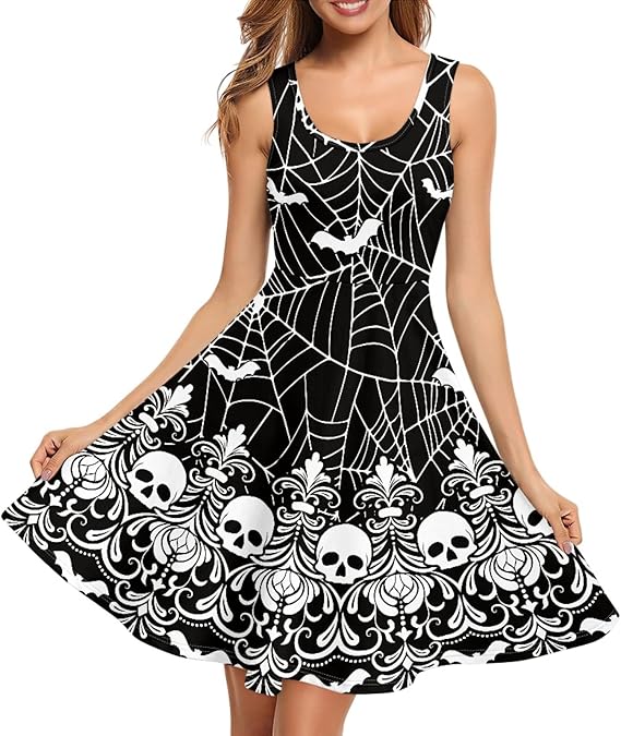 Women Girls Sleeveless Tank Pleated Midi Dress with 2 Side Pockets Plus Size XS-4XL