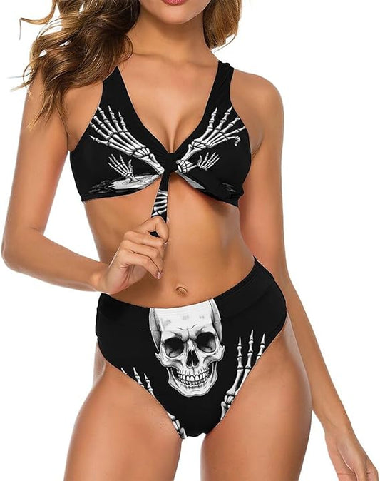 Two-Piece Swimwear, Chic High-Waist Bikini Set with Detachable Bra Pads, Fashion Beach Pool Swimsuit