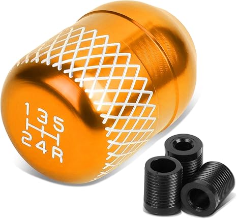 DNA Motoring Universal Type R Style Aluminum Manual 5-Speed Shift Knob,Orange Coated, SK-5S-T1-OR