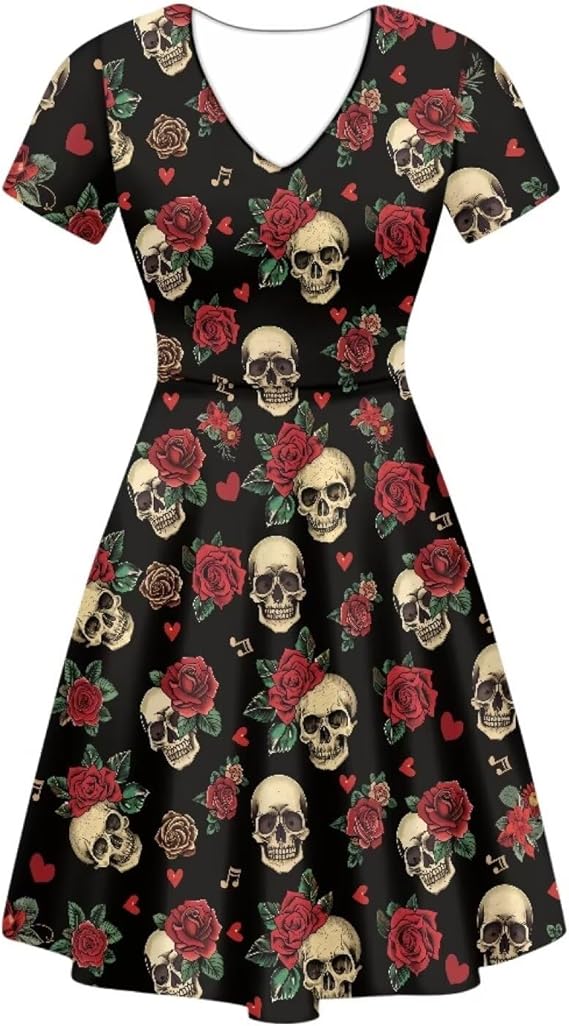 Xpyiqun Women Summer Dress A-line Party Dance Dresses 1/4 Sleeve T-shirt Dress