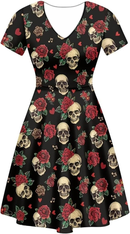 Xpyiqun Women Summer Dress A-line Party Dance Dresses 1/4 Sleeve T-shirt Dress