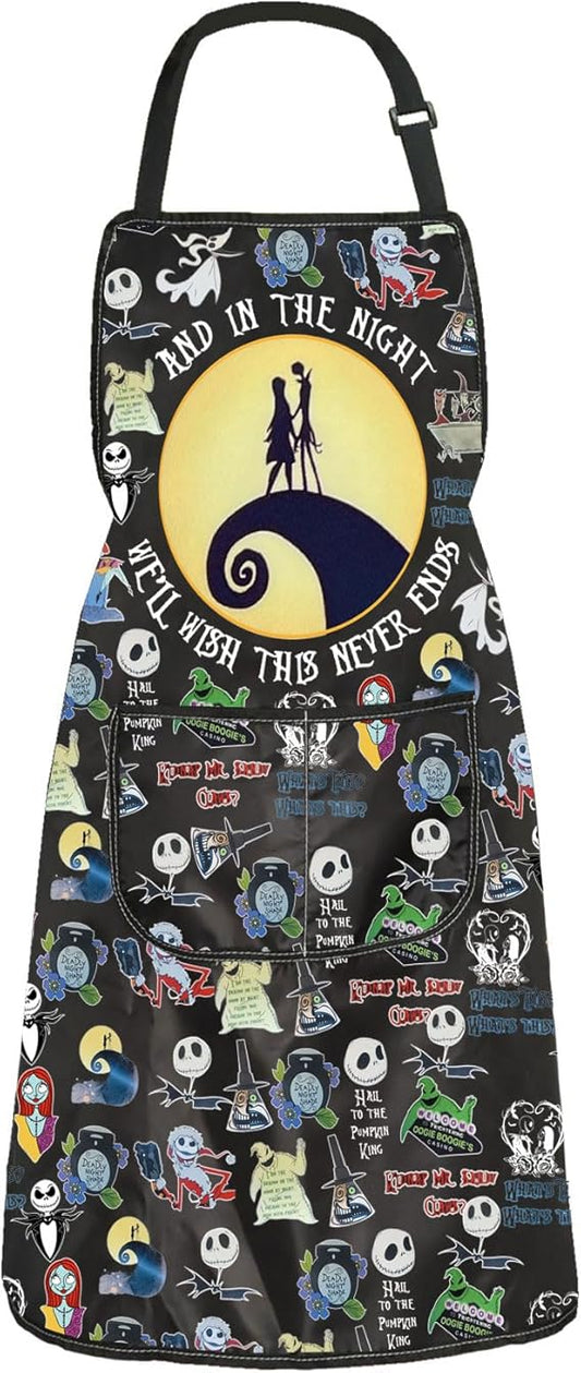 ZJXHPO Halloween Kitchen Apron Horror Apron With Pocket Halloween Party Gift Halloween Kitchen Decor (Never End Apron)