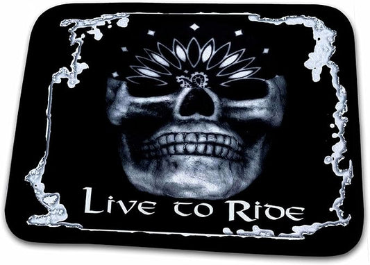 3dRose Bathroom Bath Rug Mat - Motorcycle Skull Live to Ride WhiteOak Art Designs-Motorcycle Sayings