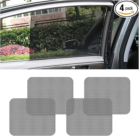 Car Side Window Sunshade, 4 PCS Static Cling Films Stickers Sun Shade UV Rays Privacy Protector, Reuseable Washable Sun Shade for Most Cars, Vhicles, SUV