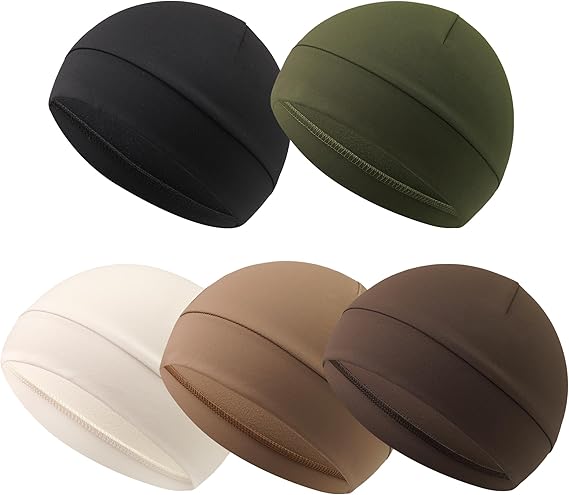 Qearl 5 Pcs Winter Skull Cap, Helmet Liner Thermal Warm Cycling Caps Sweat Running Hat Beanie for Men Women Multicolor