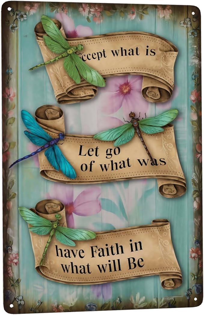 Botanical Hope Tin Sign 8X12IN Vintage Metal Wall Art for Sunroom, Healing Space & Garden Therapy Decor