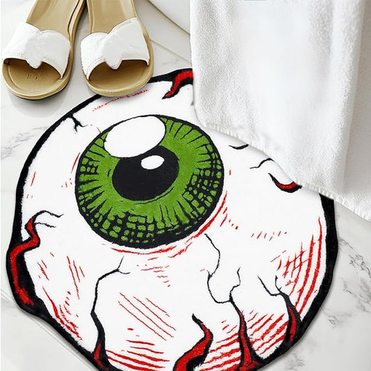 Cartoon Bath Mat Eyeball Bathroom Rugs Non Slip Cartoon Plush Shower Rugs Washable Funny Absorbent Bath Tub Carpet Bathroom Decor Supplies