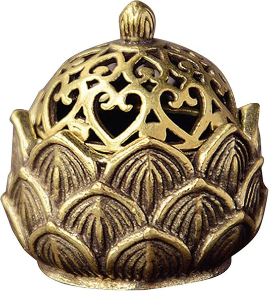 Gold Lotus Incense Burner Vintage Flower Incense Holder Incense Cone Burner for Home Fragrance Decoration Incense Holders（2.9 * 3cm）