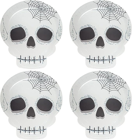 YY Halloween Party Paper Plates Set Disposable 60PCS Skull Shape Dinnerware Plates Party Plates for Halloween Party Table Decorations 9.45" x 8.66"